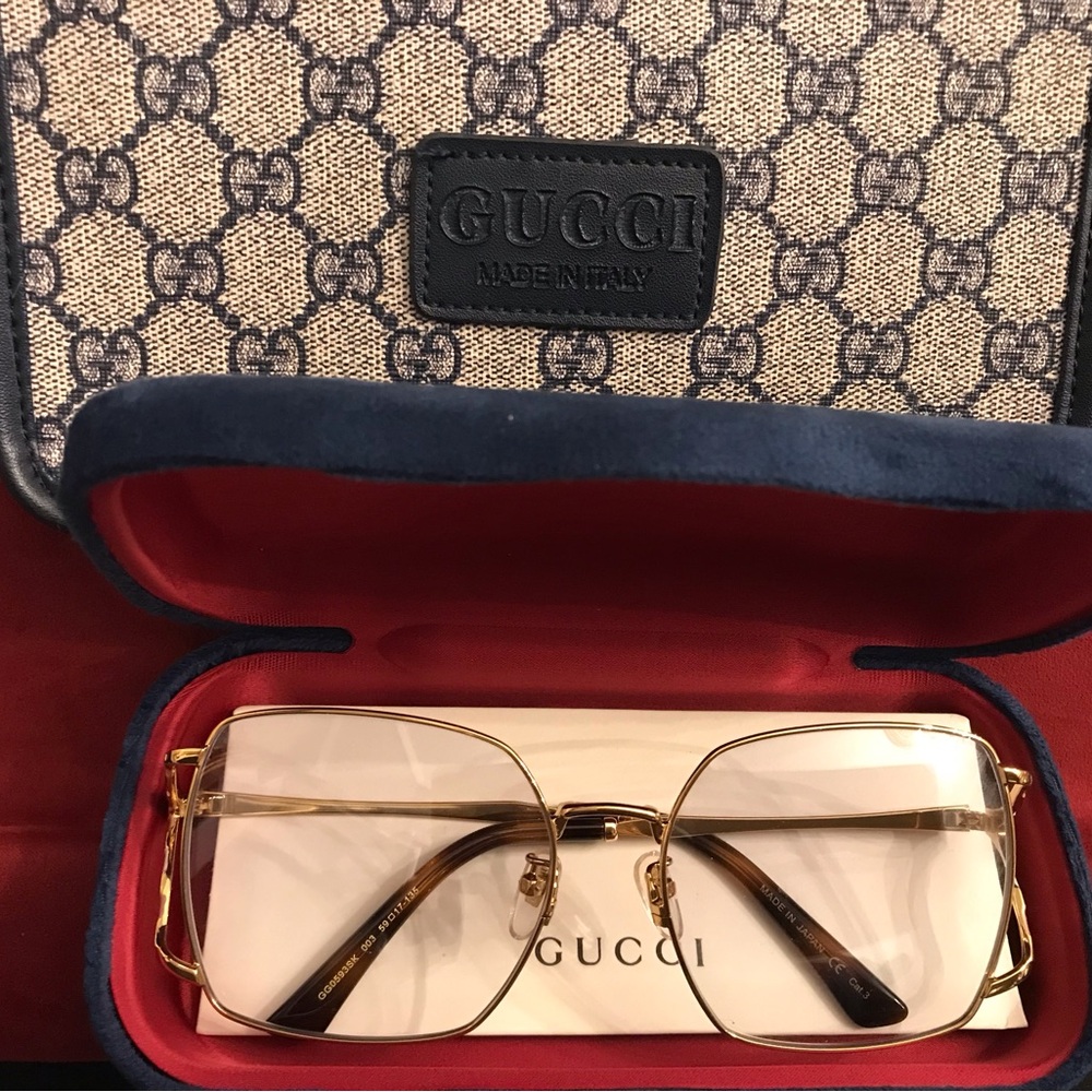 Gucci Gold Eyeglasses with Case